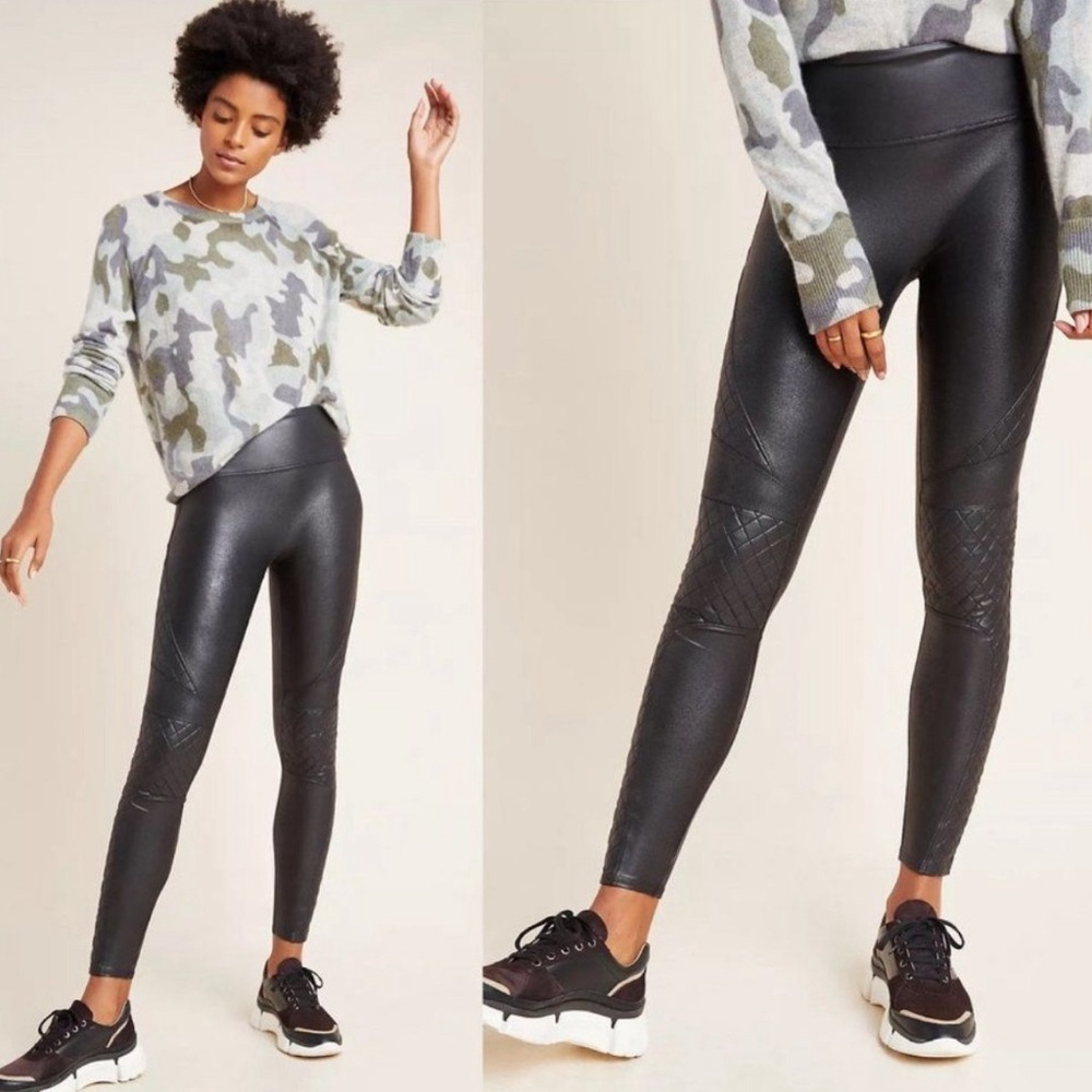 Spanx Quilted Moto Faux Leather Leggings | size S